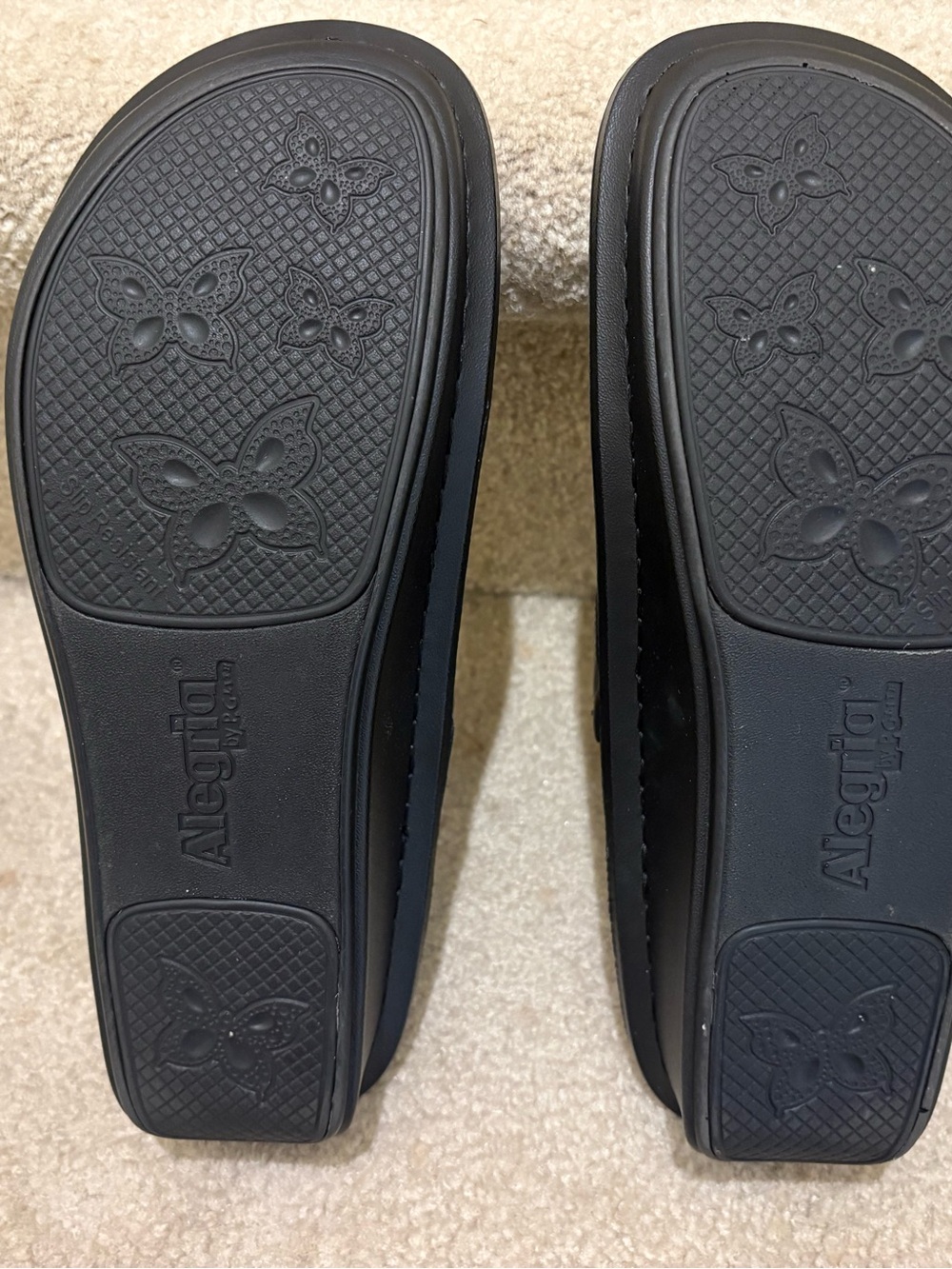 Alegria Women’s Black Leather Slip-On Clogs with Buckle - Picture 16 of 16